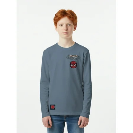Spider-Man, Boys' & Big Boys' Graphic Long-Sleeve T-Shirt, Here Comes Spidey, Sizes 4-18 | Walmart (US)