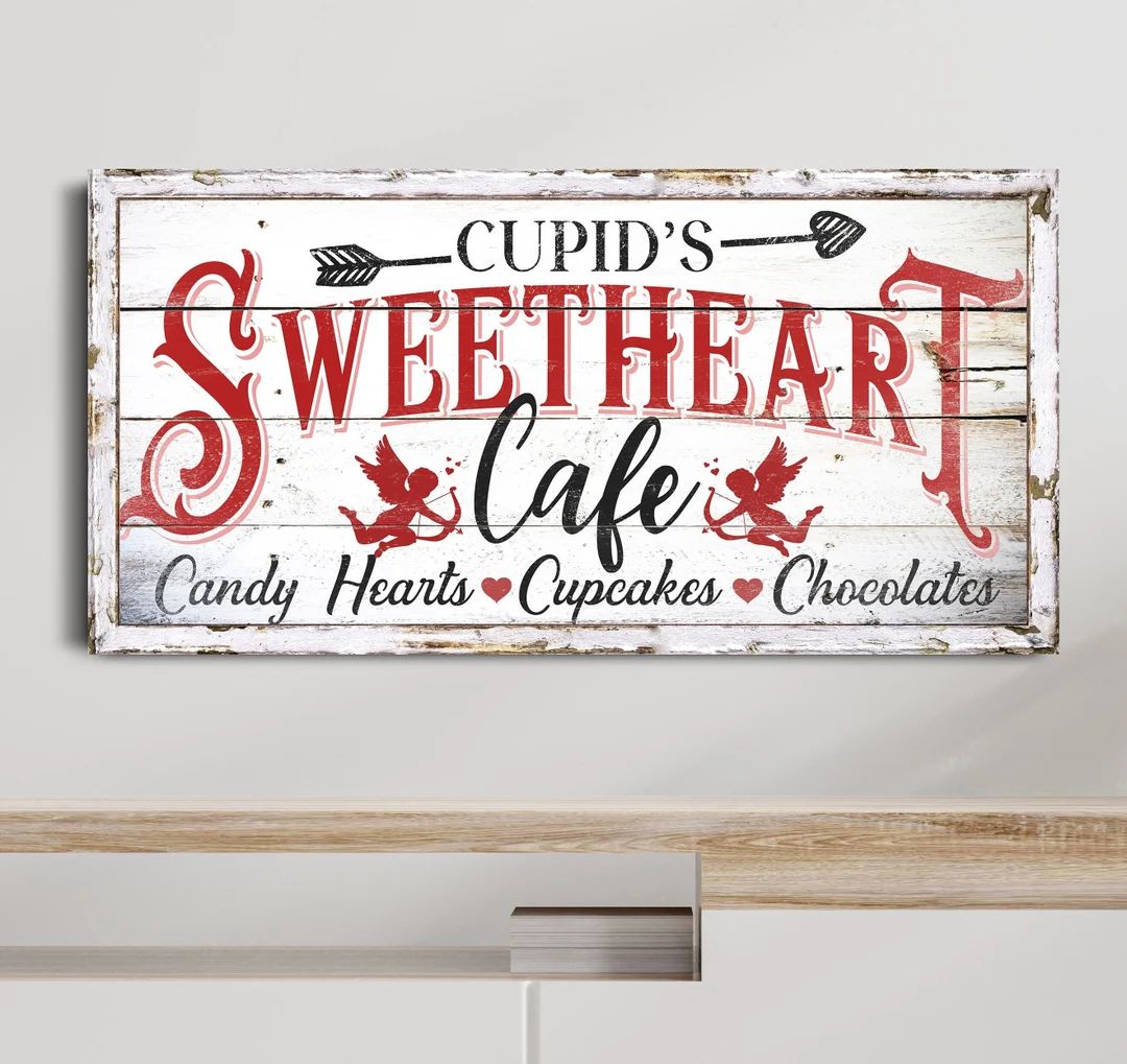Cupid's Sweatheart Cafe Sign, Valentine's Day Theme Bar And Kitchen Decor, Vintage Love Art, Mode... | Etsy (US)