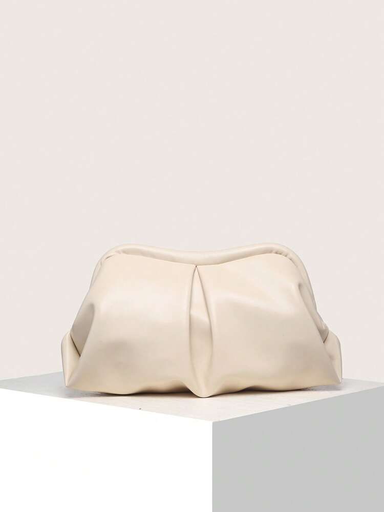 Medium Ruched Bag Beige Minimalist Clutch Bag For Daily | SHEIN