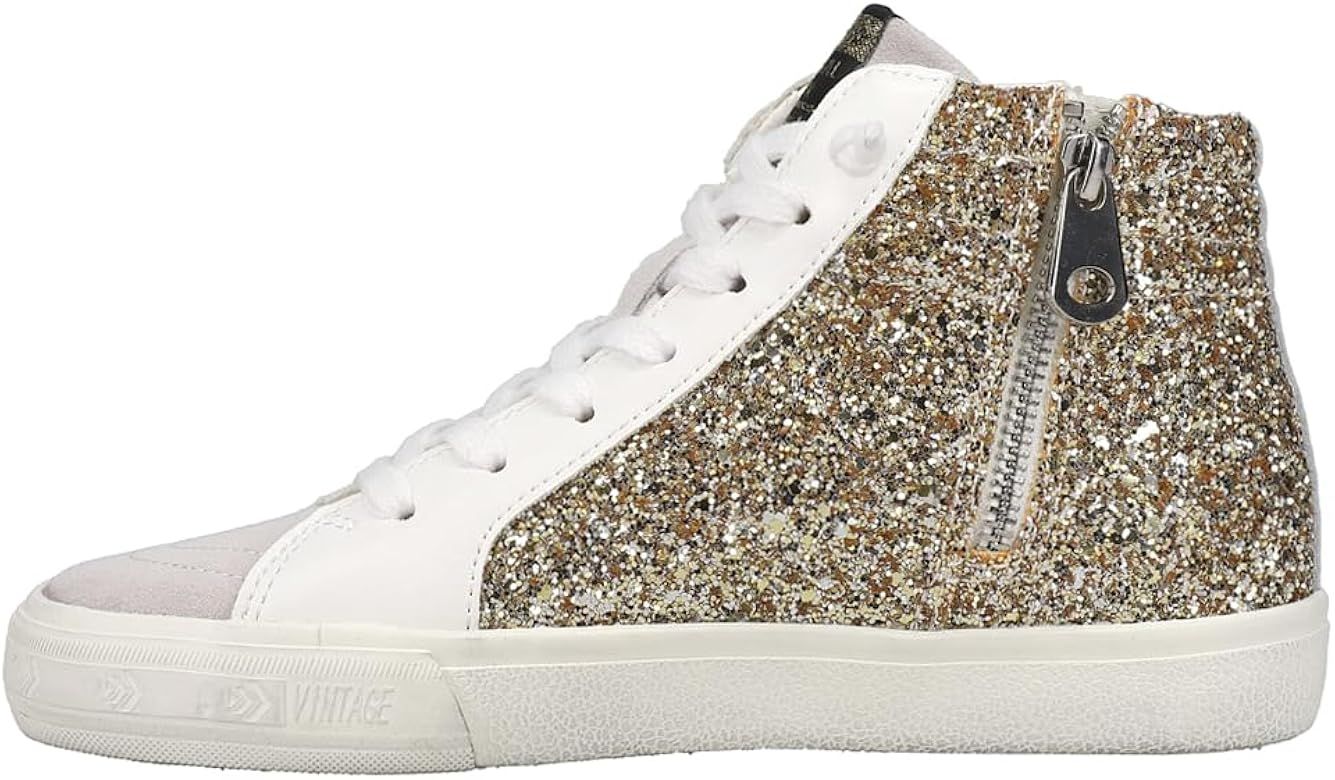 VINTAGE HAVANA Womens Mateel Glitter High Sneakers Shoes Casual - Gold | Amazon (US)