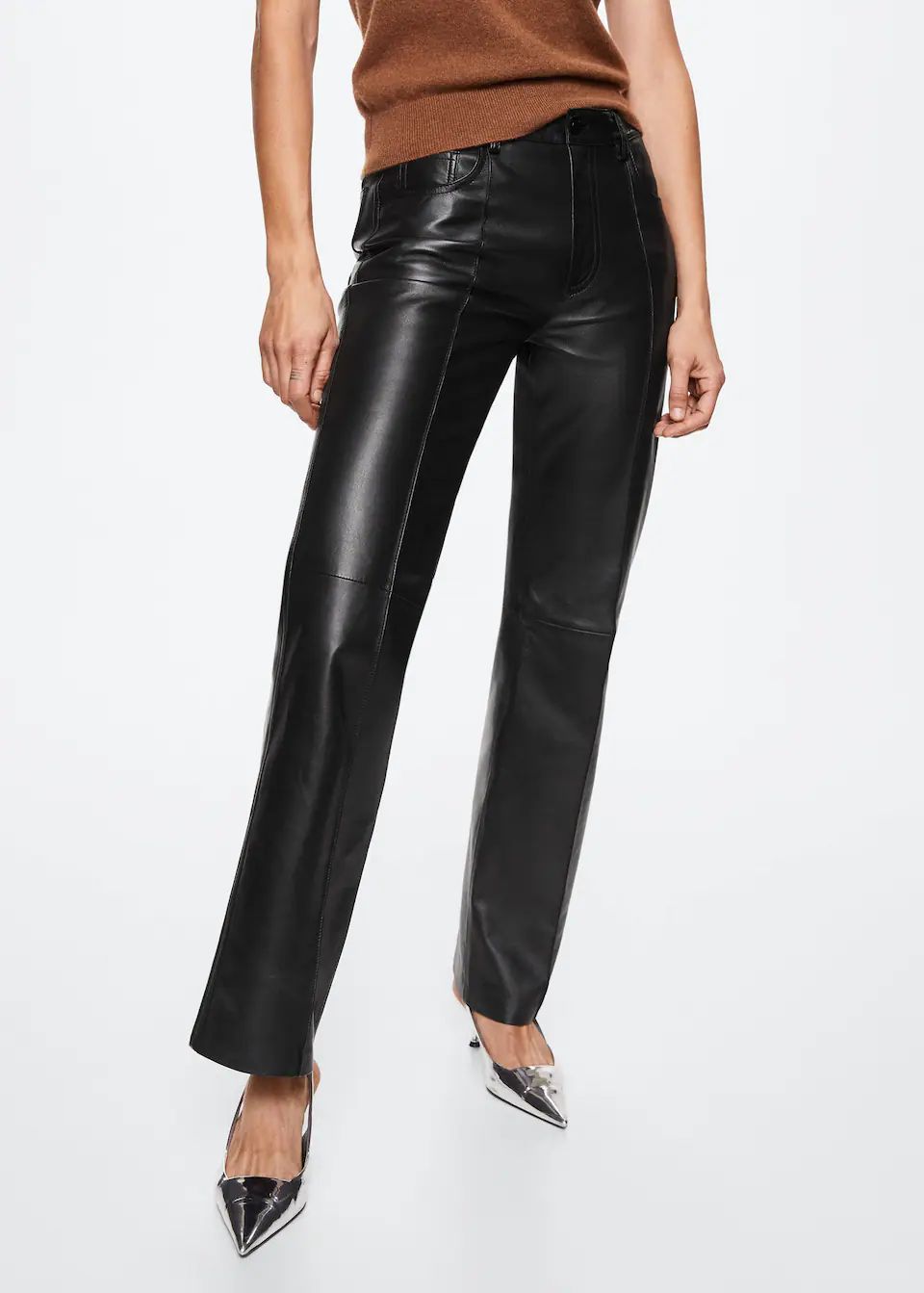 Straight-fit leather pants -  Women | Mango USA | MANGO (US)
