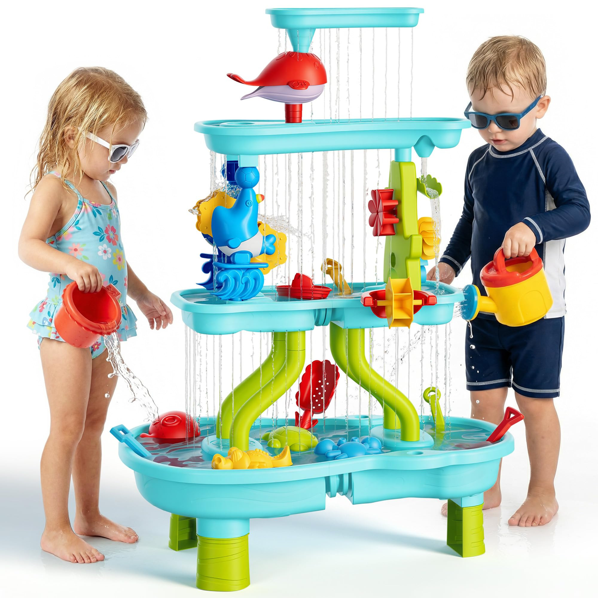 4 -Tier Kids Sand and Water Table for Toddlers - Outdoor Water Sand Play Table Toys for Boys Girl... | Amazon (US)