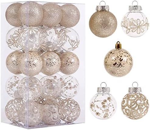 60mm/2.36inch Clear Christmas Ornaments Set, 30ct Champagne Christmas Ornaments Balls for Christm... | Amazon (US)