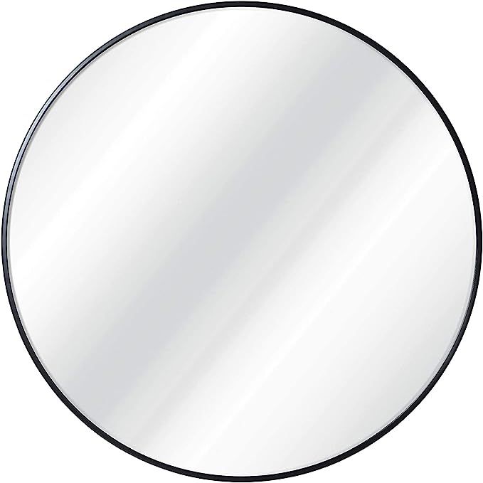 zenmag Round Mirror for Wall,30-inch Metal Framed Circle Mirror,Large Bathroom Mirror, Black Wall... | Amazon (US)