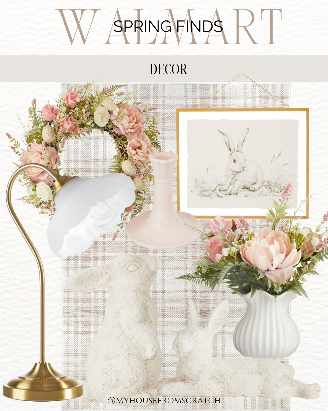 Walmart: rugs, art, flowers, wreath, lamp, candle sticks and vase. 

 #LTKWatchNow #LTKHome #LTKStyleTip
