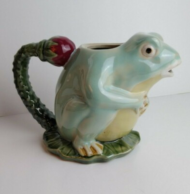 Vintage Majolica Frog On A Lily Pad Tea Pot Pottery Henriksen Imports -No Lid | eBay US