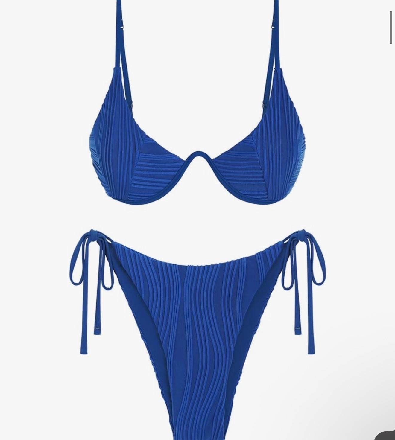 Women's Underwire Ribbed Triangle Bikini Set 2 Piece