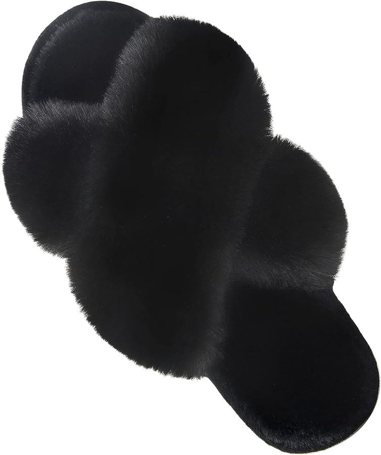 Parlovable Women's Cross Band Slippers Fuzzy Soft House Slippers Plush Furry Warm Cozy Open Toe F... | Amazon (US)