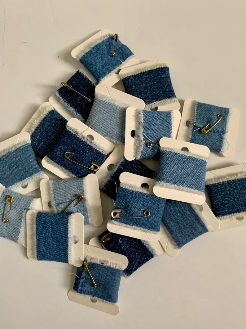 10 Count Denim Blue Jean Fabric Ribbon Mini Spools - Etsy | Etsy (US)