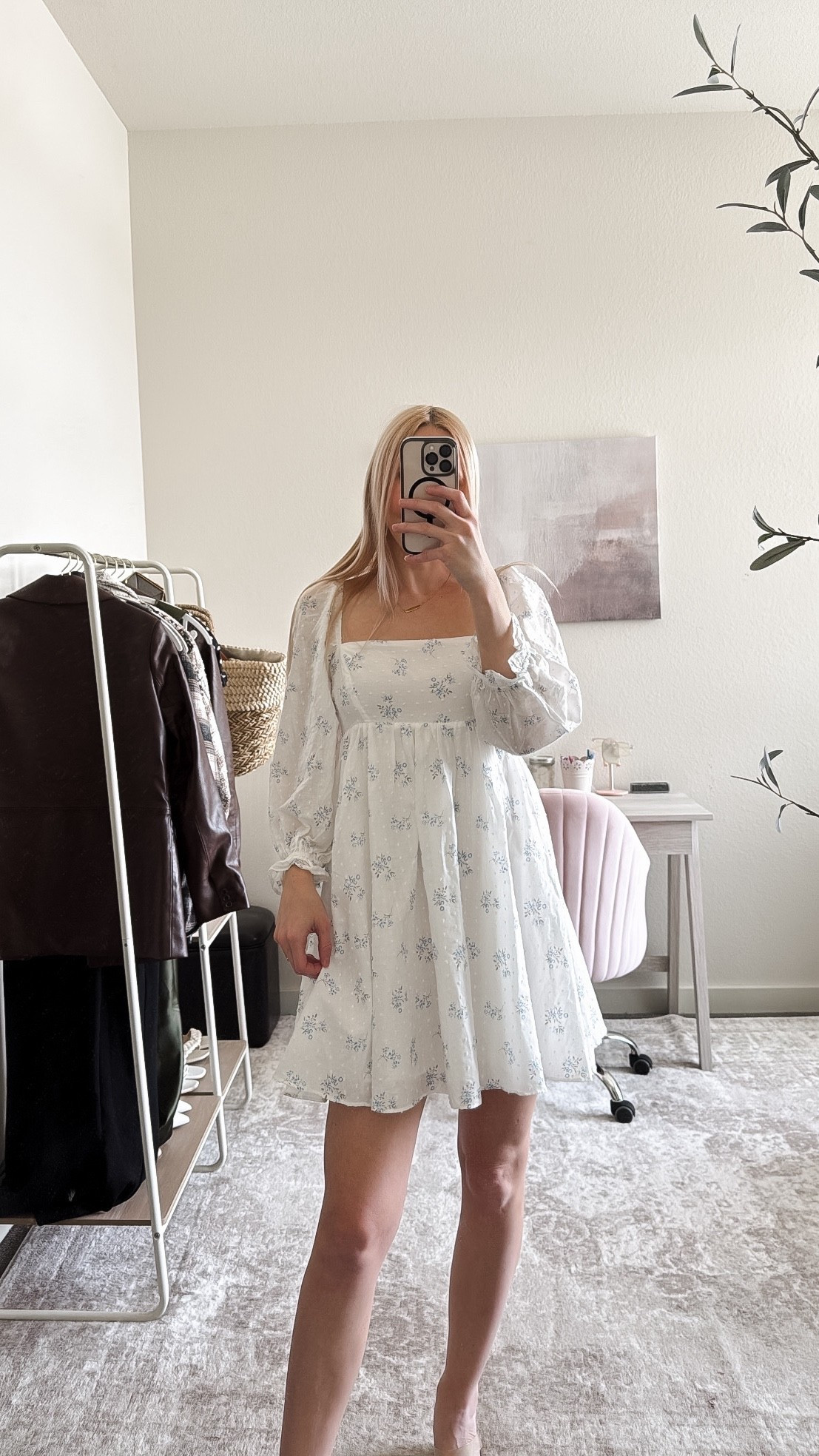 The perfect babydoll white dress for Easter, bridal shower or baby shower!

This white dress with little blue floral details throughout it is adorable and so feminine and girly! The XS fits great so go with your true size.

Easter outfit, lulus dress, long sleeve white dress, bridal shower dress, bridal shower outfit bride, baby shower outfit, engagement photos dress 

#LTKgrwm #LTKSeasonal #LTKWedding