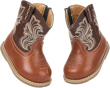 Newsonet Baby Cowboy Cowgirl Boots Infant Western Boots Toddler Boys Girls Round Toe Riding Mid C... | Amazon (US)