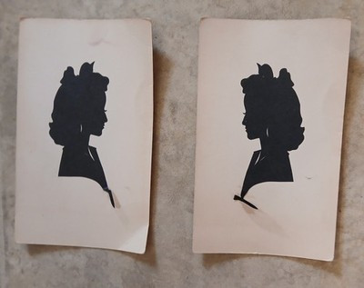Vintage Pair Of Victorian Paper Silhouette Portraits Women | eBay US