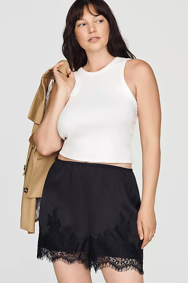 Heirloom Lace-Trim Satin Shorts | Anthropologie (US)