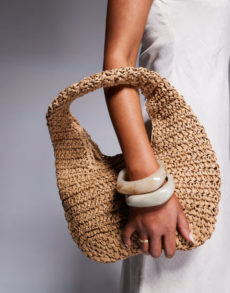 South Beach straw grab bag in beige-Neutral | ASOS (Global)