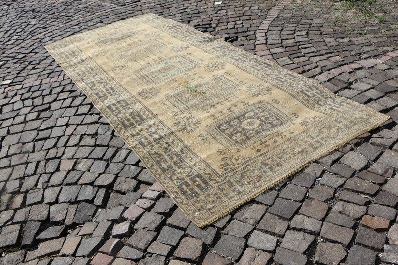 pale color turkish rug,bohemian rug,area rug,runner rug,Free Shipping 4.3 x 10.5 ft oushak rug,vi... | Etsy (US)
