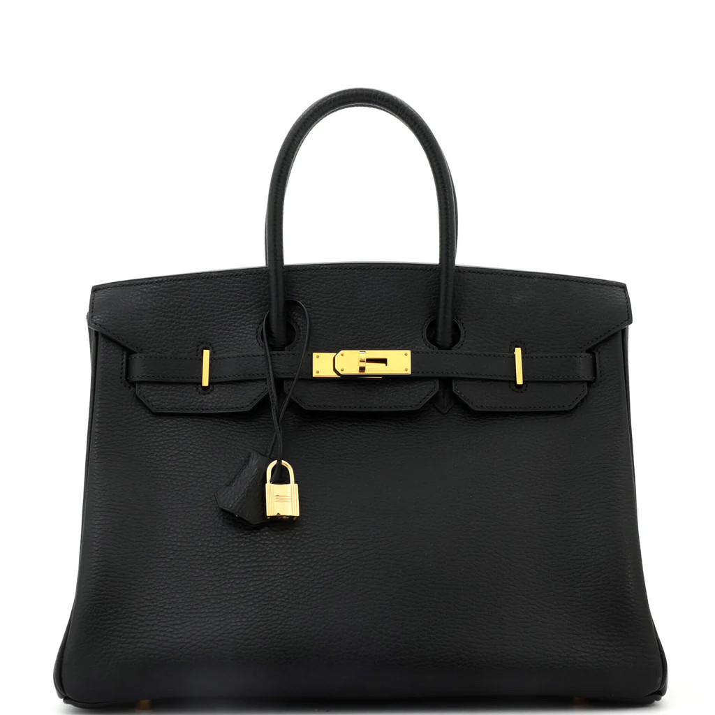 Birkin Handbag Noir Ardennes with Gold Hardware 35 | Rebag