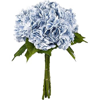 Yatim 21In Blue Artificial Hydrangea Flowers 5 Pcs Real Touch 3D Print Latex Flowers for Wedding ... | Amazon (US)