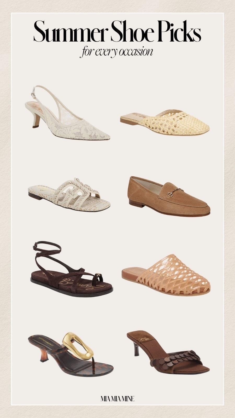 Summer shoes picks - so many cute options for the beach, everyday chic or the office.

Sam Edelman mules
Mule loafers
Suede loafers
Suede sandals
Jelly flats / jelly sandals
Kitten heel pumps

#LTKOver40 #LTKSeasonal #LTKmomlife