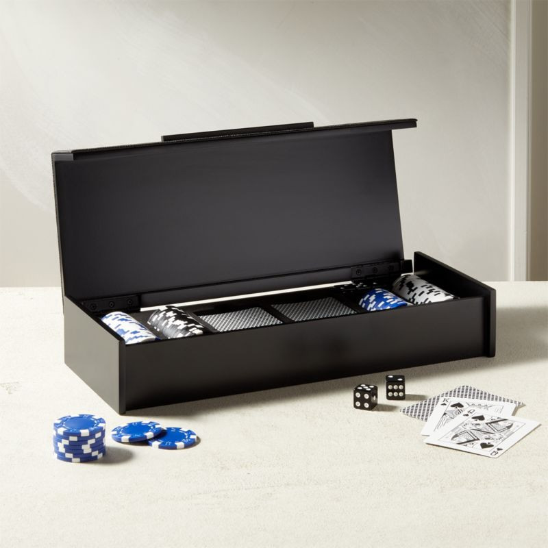 Modern Black Shagreen Poker Set + Reviews | CB2 | CB2