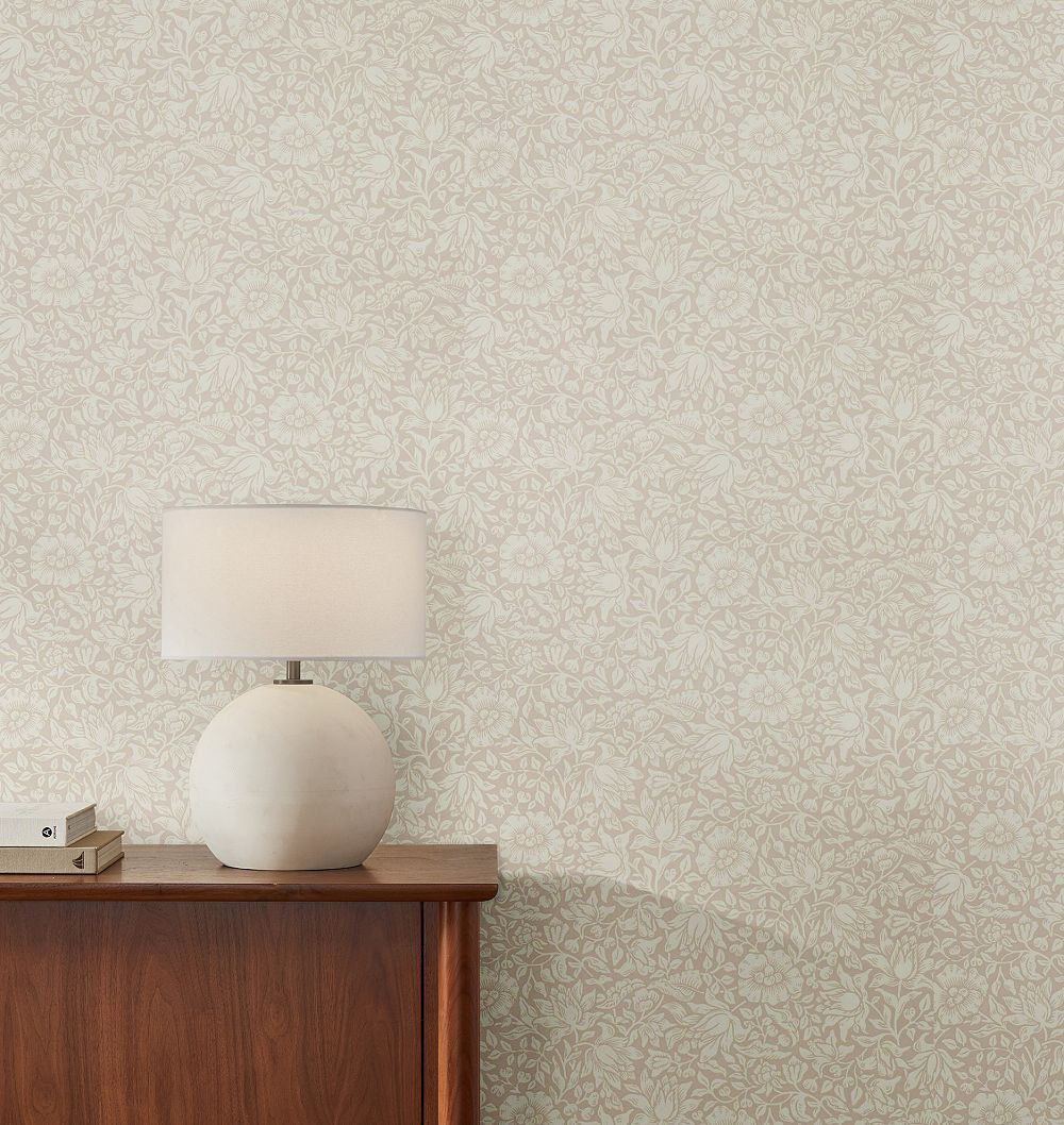 Mallow Morris & Co. Wallpaper, Roll - Dusky Rose | Rejuvenation