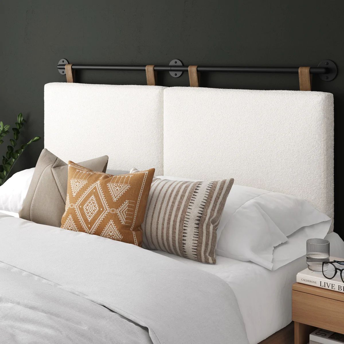 Charlie Boucle Headboard | Queen Size | Wall-Mount Rail | Nathan James