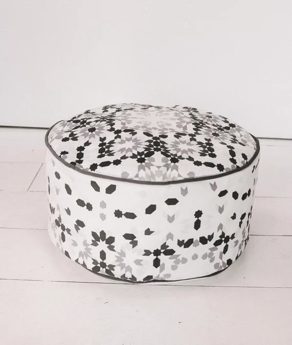 MIDNIGHT MOROCCAN POUF black and white | Etsy | Etsy (US)