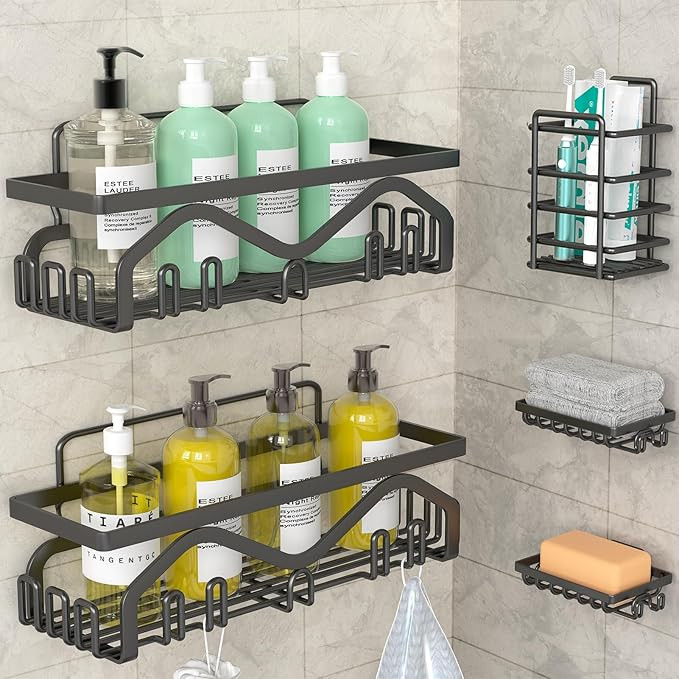 Coraje Adhesive Shower Caddy, 5-Pack Shower Shelves, Large Capacity Load Bearing 40 LBS Shower Or... | Amazon (CA)