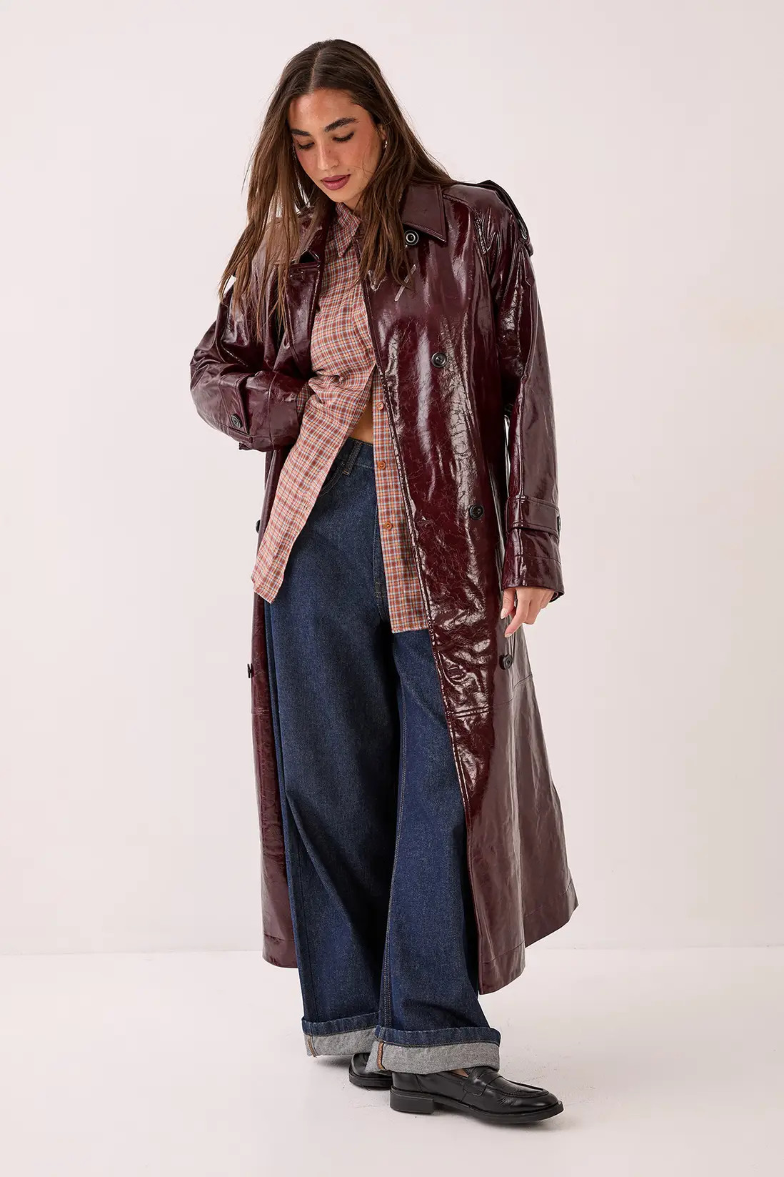 Premium Vinyl High Shine Faux Leather Trench Coat | Nasty Gal US