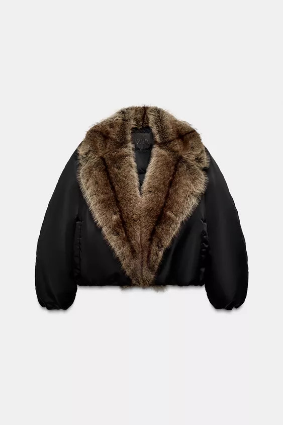 FAUX FUR COLLAR BOMBER JACKET ZW COLLECTION | Zara Canada