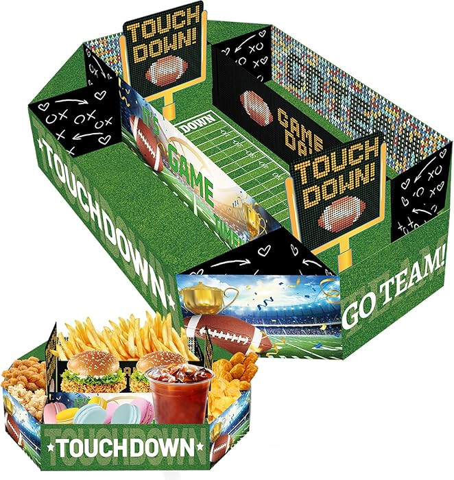 Football Party Supplies Kit for Super Bowl - Snack Food Stadium Serving Tray Set for Superbowl De... | Amazon (US)