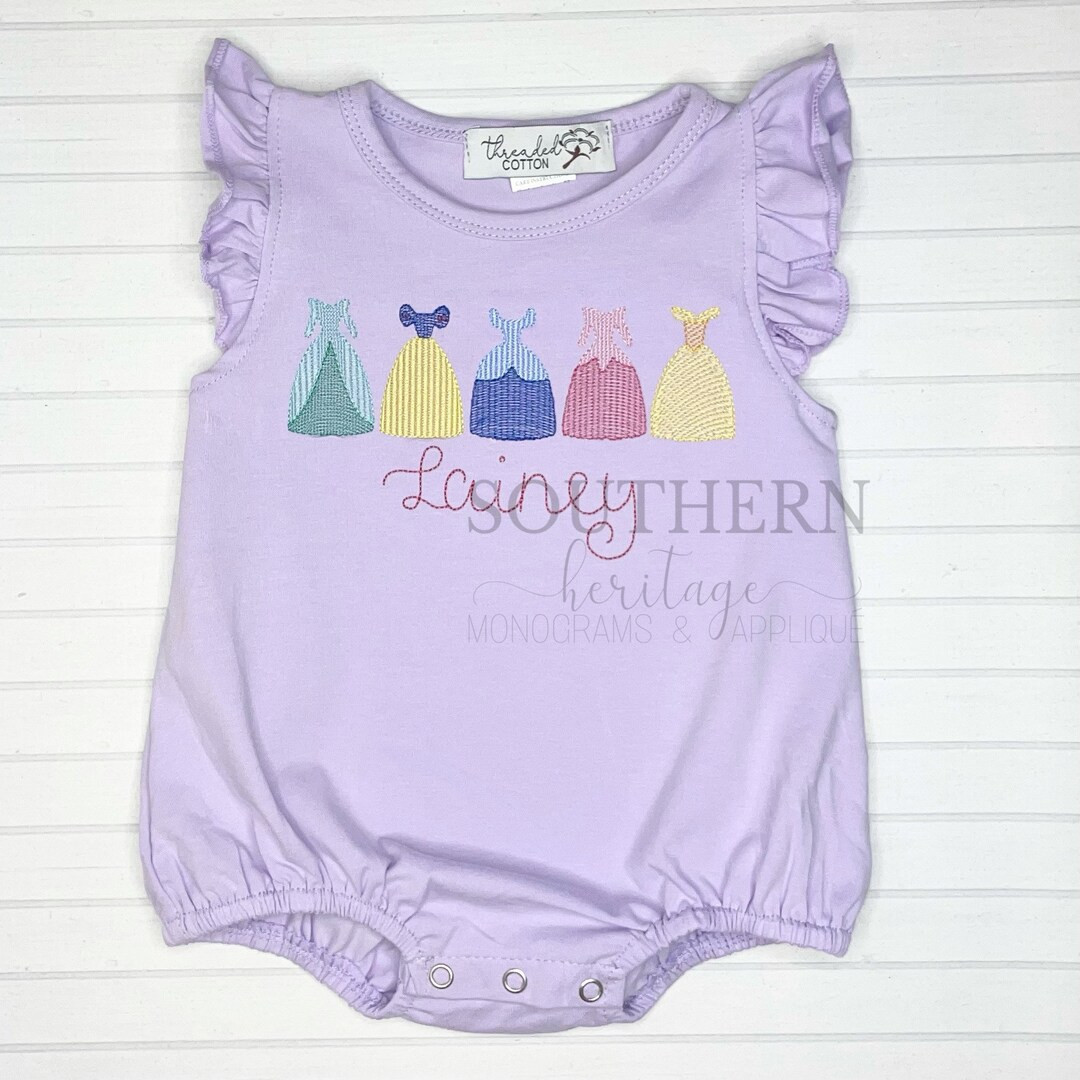 Princess Dress Sketch girls Embroidered Ruffle Shirt/Dress/Romper | Etsy (US)