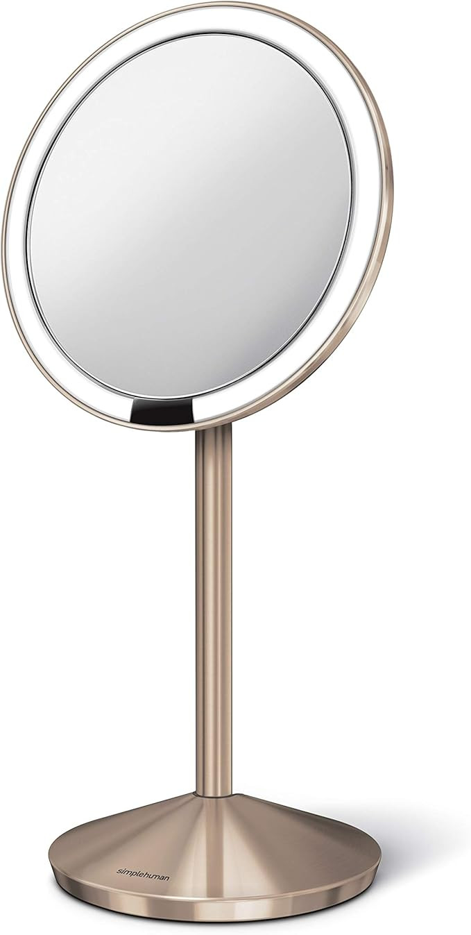simplehuman Sensor Mirror, Travel Makeup Mirror with Lights, 10X Magnification, Lighted, Round, F... | Amazon (US)