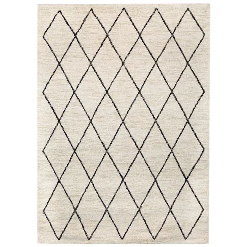 Criss Cross Diamonds Beige/Black Area Rug | Wayfair North America