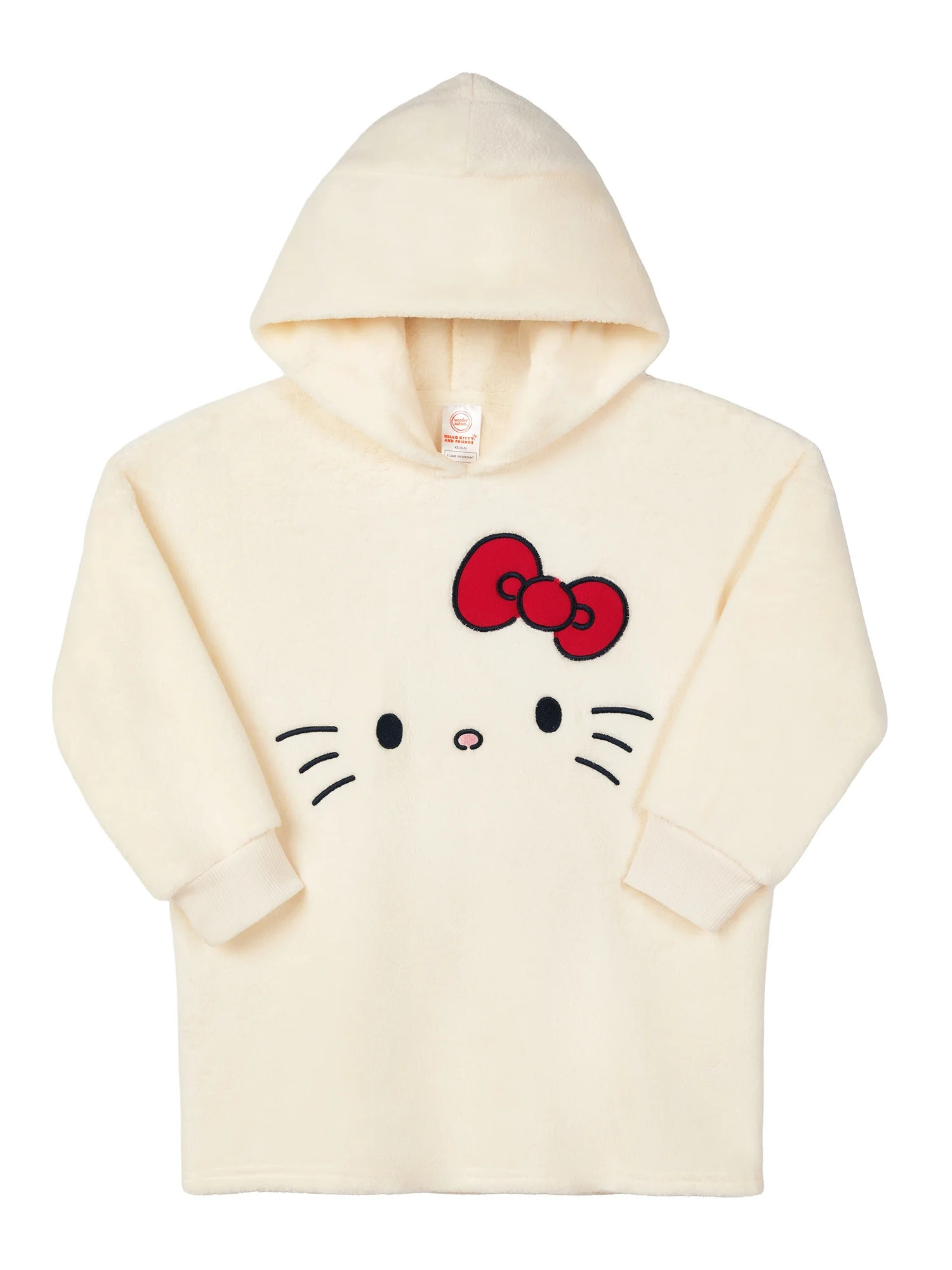 Wonder Nation X Hello Kitty Girls Long Sleeve Sleep Hoodie, One-Piece, Sizes 4-18 | Walmart (US)