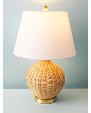 24in Nobuo Rattan And Brass Table Lamp | HomeGoods