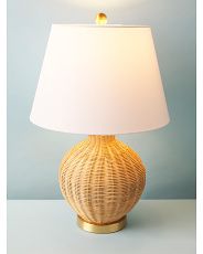 24in Nobuo Rattan And Brass Table Lamp | HomeGoods