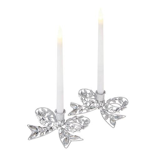 August & Leo 2-Piece Jeweled Bow Candle Holders - Metallic | HSN