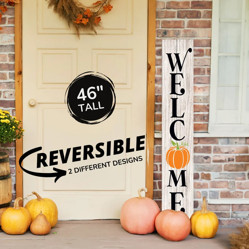 Fall Signs Decor, Tall Porch Sign, Large Welcome Porch Sign, Hello Fall Sign Porch, Front Porch S... | Etsy (US)
