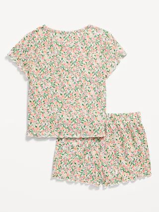Printed Pajama Top and Shorts Set for Girls | Old Navy (US)