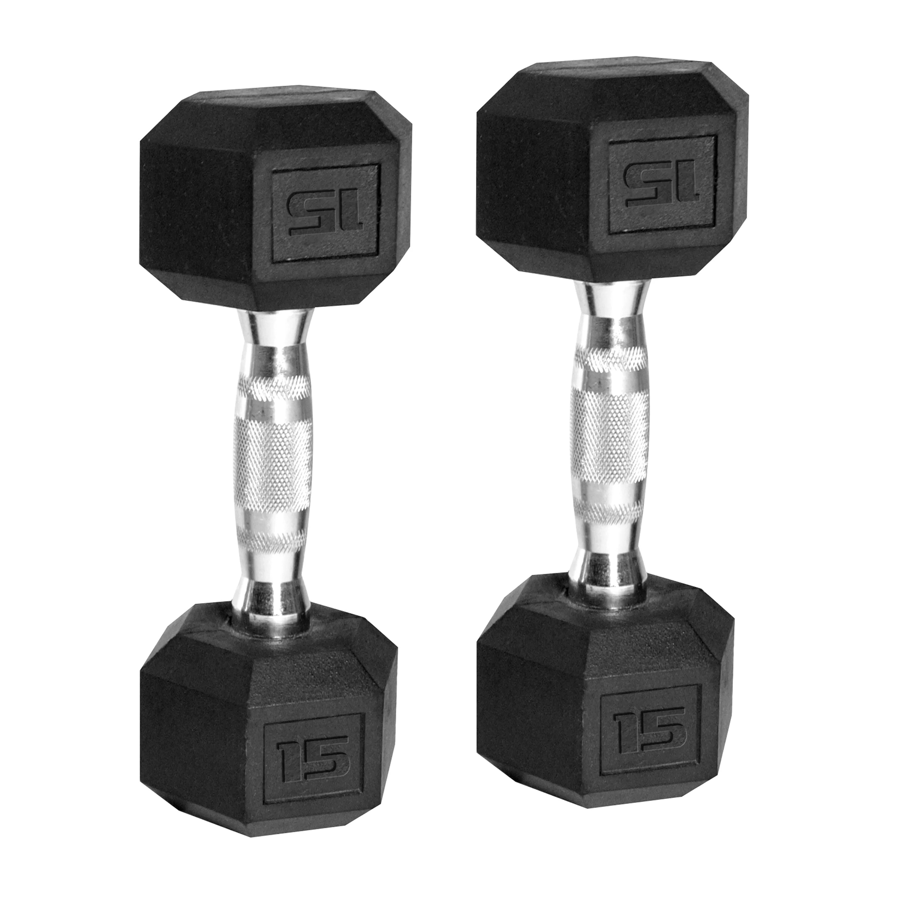 CAP Barbell, 15lb Coated Rubber Hex Dumbbell, Pair - Walmart.com | Walmart (US)