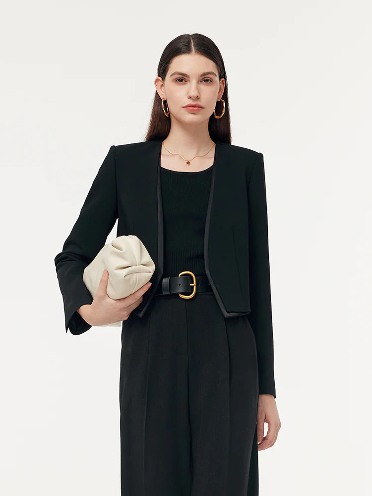 Blazer de Doble Capa de Lana para Mujeres | GOELIA