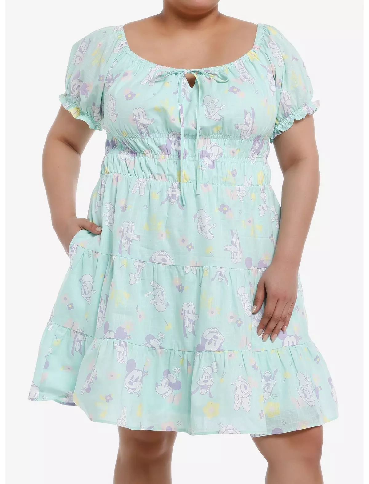 Her Universe Disney Mickey Mouse And Friends Pastel Spring Dress Plus Size | Hot Topic