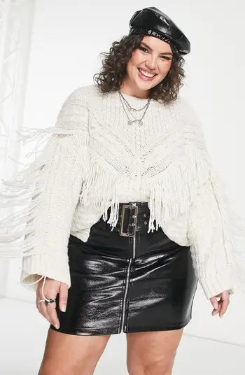 Curve Cable & Fringe Sweater | Nordstrom