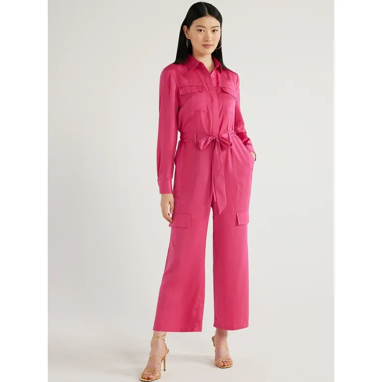 Scoop Women's Satin Wide Leg Jumpsuit, Sizes XS-XXL | Walmart (US)