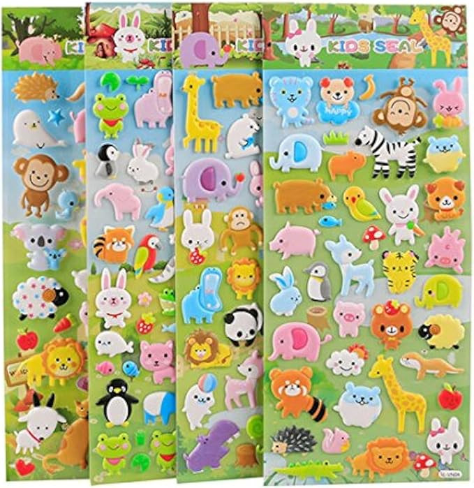 Funcoo 4 Sheets Cute Lovely Puffy DIY Decorative Adhesive Sticker Tape/Craft Scrapbooking Sticker... | Amazon (US)