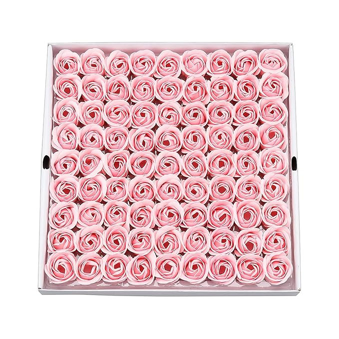 HOUSWEETY 81Pcs Bath Soap Rose Flower, Floral Scented Rose Petal Bouquet | Amazon (US)