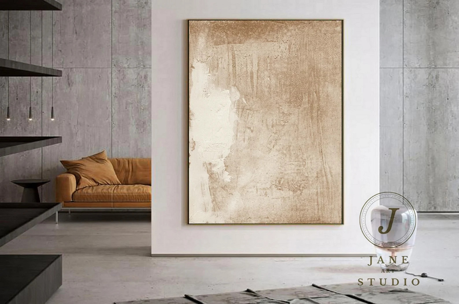 Beige Abstract Oil Painting: Textured Wabi Sabi Wall Art | Etsy (US)
