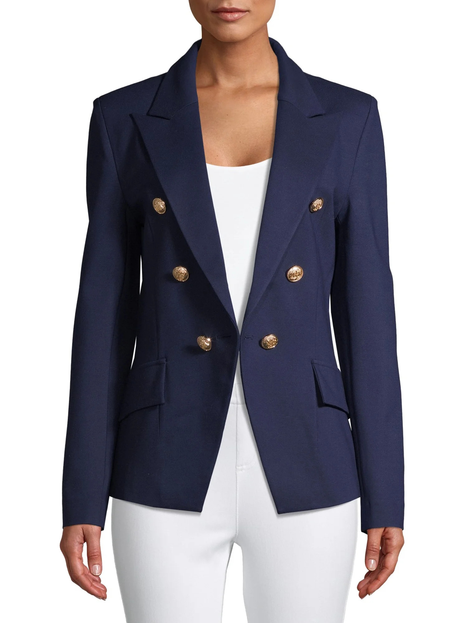 Women's Metallic Button Blazer | Walmart (US)
