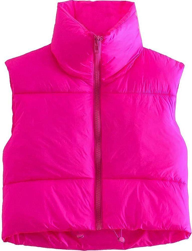 Yidarer Women's Full Zip Up Warm Crop Vest Sleeveless Puffer Vest Lightweight Padded Gilet | Amazon (US)