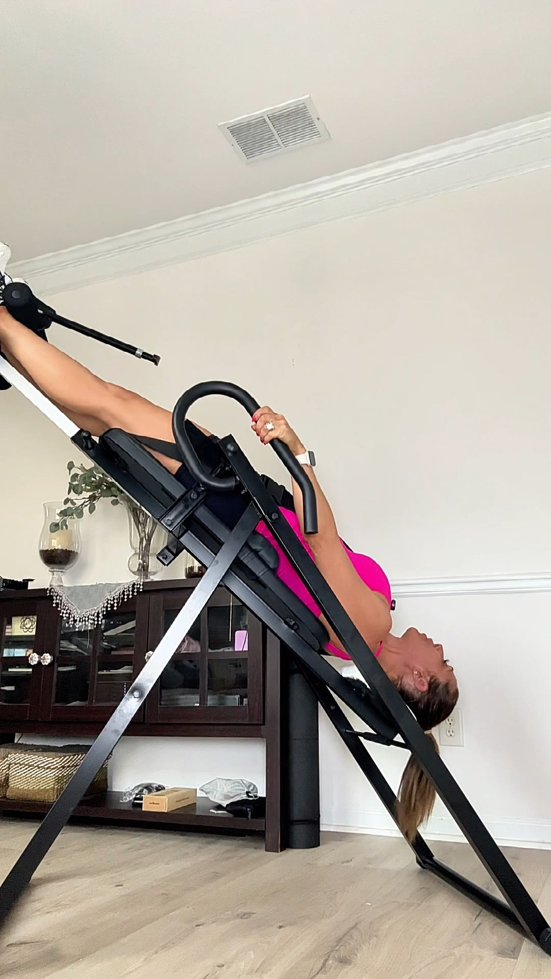 This gravity inversion table allows you to safely invert at different angles so you can stretch your spine and relieve compression in your lower back. It also includes a memory foam backrest, adjustable lumbar support, safety locking system, and a foldable design so it doesn’t take over your entire house.

For anyone dealing with sciatica pain, lower back tightness, herniated disc discomfort, or spinal compression, this can be a really helpful way to add gentle back stretching and decompression therapy at home.

#backpainrelief
#sciaticarelief
#inversiontherapy
#over40wellness
#wellnesstools